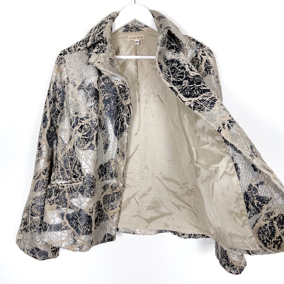 Vintage Lorain Croft Silver Textured Short Swing Jacket - Picture 4 of 6